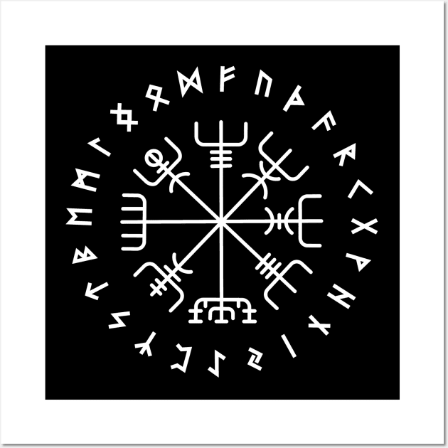 Norse Vegvisir Wayfinder Viking Compass Elder Futhark Runes Wall Art by Blue Pagan